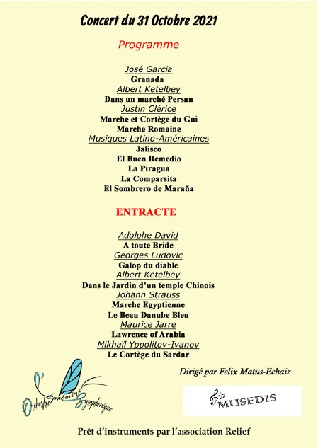 programme concert musedis programme du concert de musedis le 31 octobre 2021